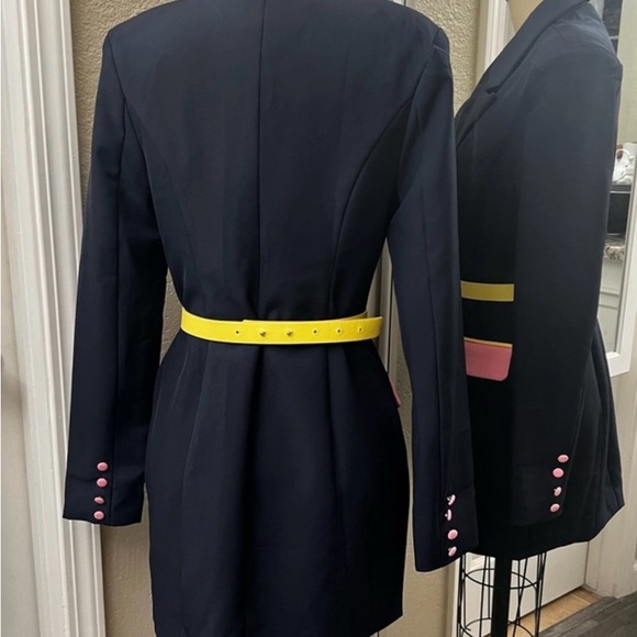 L’ATISTE Navy Blazer Dress with Yellow and Pink Accents - Picture 2 of 3